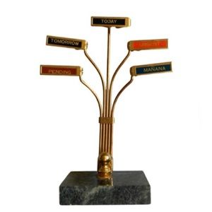 Vintage Gold Brass Desk Clip Tree Note Letter Holder Stand Organizer